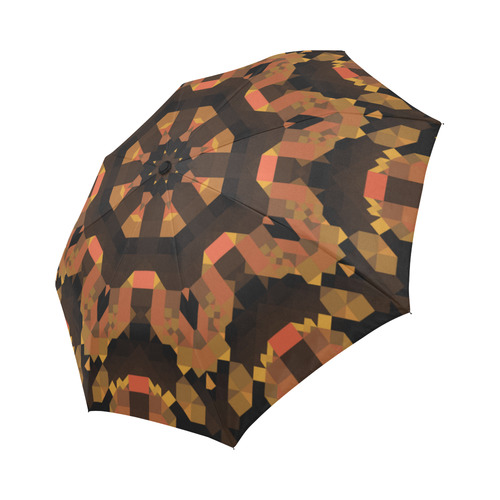 Brown Yellow and Orange Kaleidoscope Auto-Foldable Umbrella (Model U04)