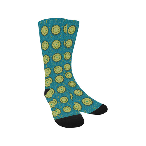 Sunshine mandalas on blue Trouser Socks