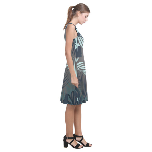 Tropical Monstera Leaves Jungle Pattern Atalanta Casual Sundress(Model D04)