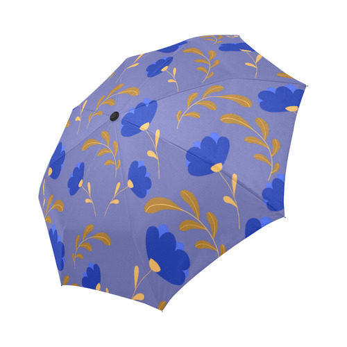 Cute Little Blue Flowers Floral Auto-Foldable Umbrella (Model U04)
