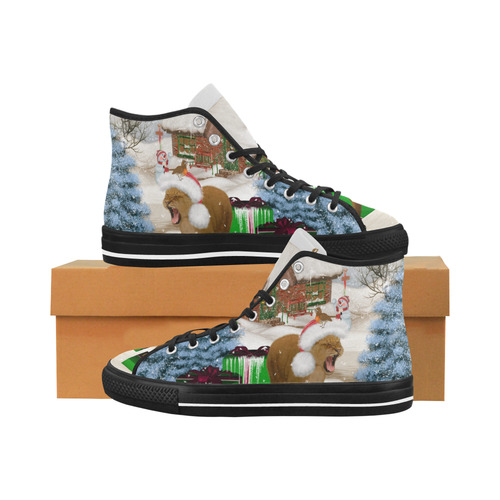 Christmas cute little lion with christmas hat Vancouver H Men's Canvas Shoes (1013-1)