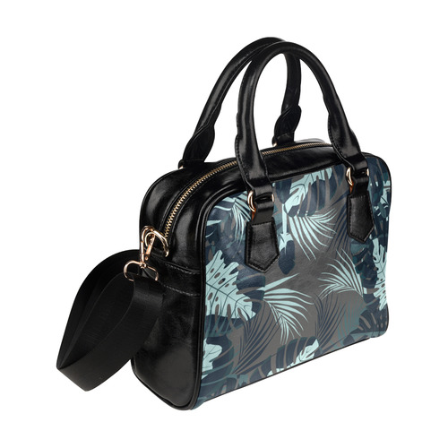 Tropical Monstera Leaves Jungle Pattern Shoulder Handbag (Model 1634)