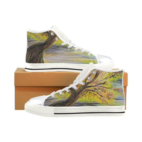 Overlooking Tree High Top Canvas Women's Shoes/Large Size (Model 017)