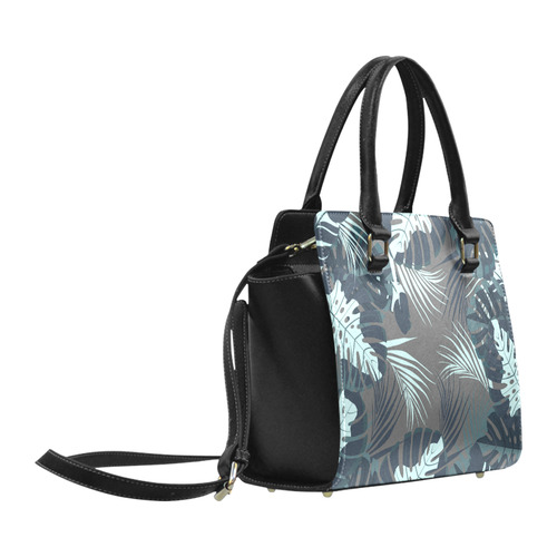 Tropical Monstera Leaves Jungle Pattern Classic Shoulder Handbag (Model 1653)