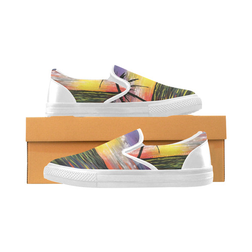 Sunset Sea Women's Unusual Slip-on Canvas Shoes (Model 019)