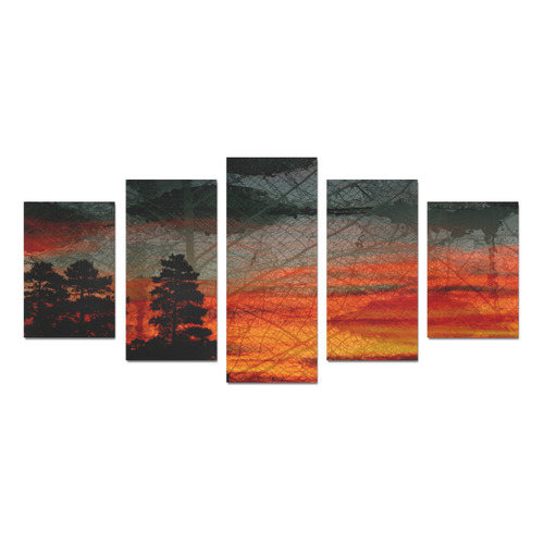 Forest Sunset Abstract bPrint set by Martina Webster Canvas Print Sets D (No Frame)