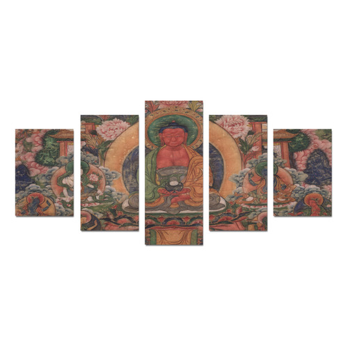 Buddha Amitabha in His Pure Land of Suvakti Canvas Print Sets D (No Frame)