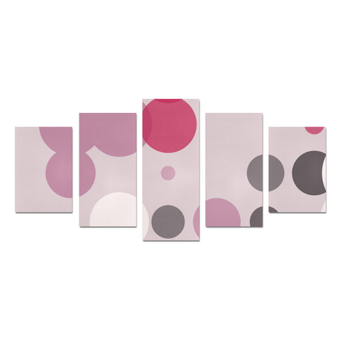 Pink and gray Polka dot Canvas Print Sets D (No Frame)