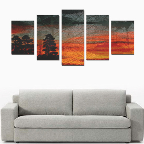 Forest Sunset Abstract bPrint set by Martina Webster Canvas Print Sets D (No Frame)