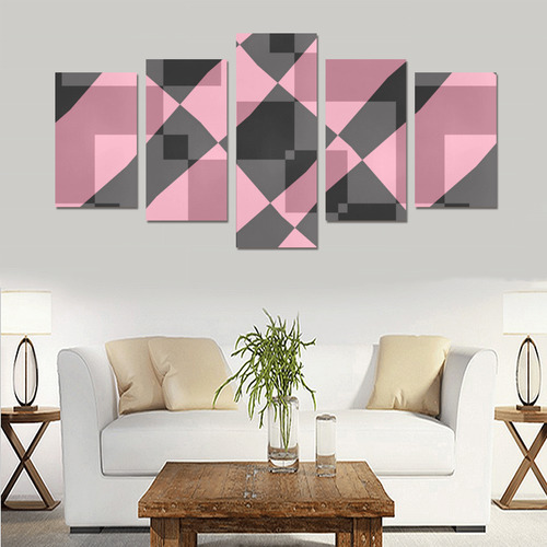 pink and gray abstract Canvas Print Sets C (No Frame)