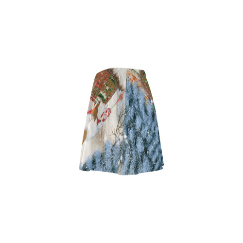 Christmas cute little lion with christmas hat Mini Skating Skirt (Model D36)