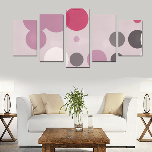 Pink and gray Polka dot Canvas Print Sets D (No Frame)