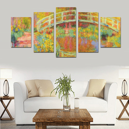 Monet Japanese Bridge Reflection Canvas Print Sets D (No Frame)