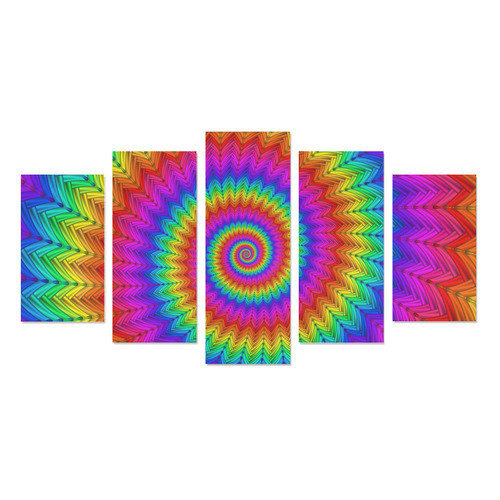 Psychedelic Rainbow Spiral Canvas Print Sets A (No Frame)