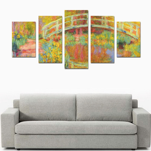 Monet Japanese Bridge Reflection Canvas Print Sets D (No Frame)