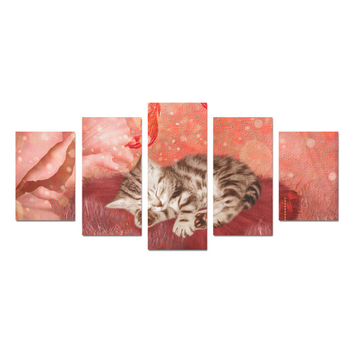 Sweet little sleeping kitten Canvas Print Sets D (No Frame)