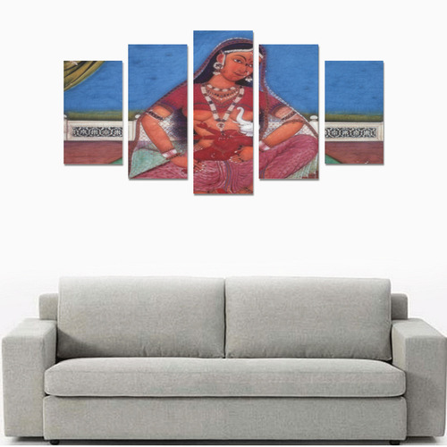 Deity Parvati with her Son Ganesha Canvas Print Sets A (No Frame)