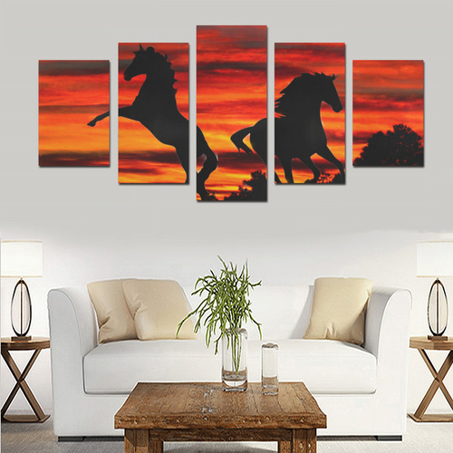 Horses and sunset print set by Martina Webster Canvas Print Sets D (No Frame)