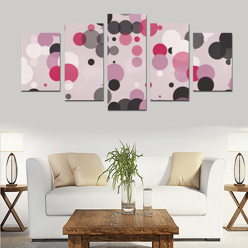 pink gray and black polka dots Canvas Print Sets D (No Frame)