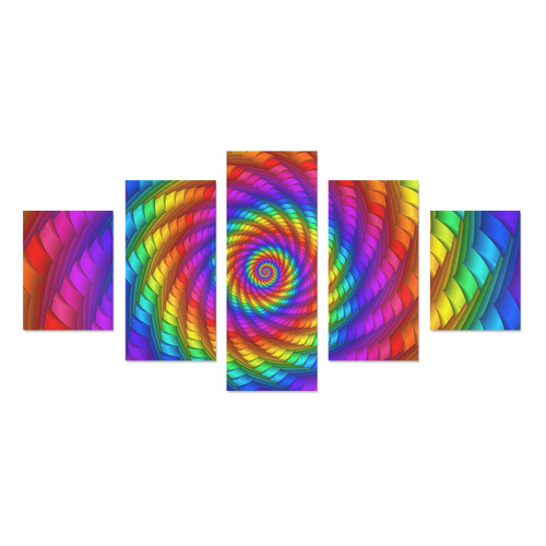 Psychedelic Rainbow Spiral Canvas Print Sets B (No Frame)