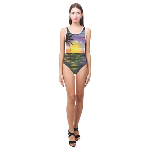 Sunset Sea Vest One Piece Swimsuit (Model S04)