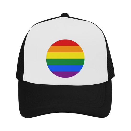 Gay Pride Rainbow Flag Stripes Button Trucker Hat