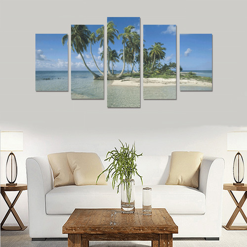 Palm Trees Tropical Nature Beach Canvas Print Sets A (No Frame)