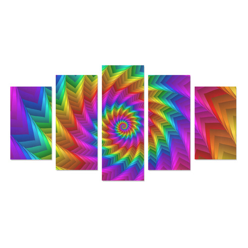 Psychedelic Rainbow Spiral Canvas Print Sets A (No Frame)