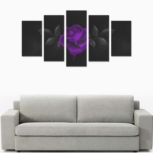 Gothic Dark Purple Rose Canvas Print Sets A (No Frame)