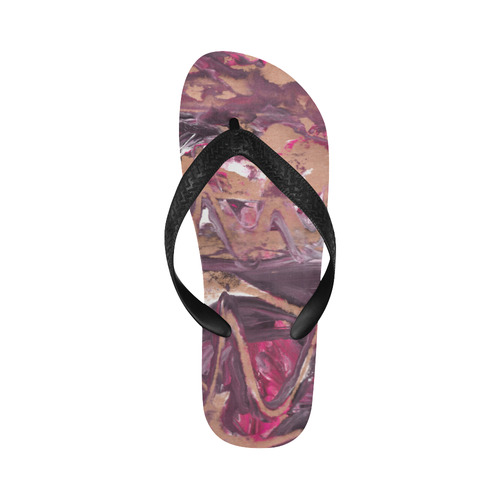 Abstract Acryl Painting plum brown pink Flip Flops for Men/Women (Model 040)