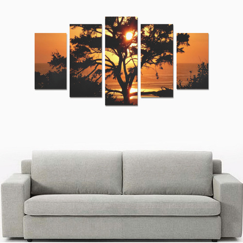 Sunset Silhouette Tree Canvas Print Sets A (No Frame)