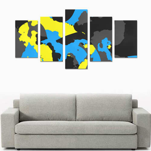 black yellow gray and blue Canvas Print Sets C (No Frame)