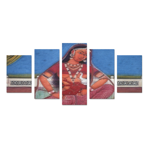 Deity Parvati with her Son Ganesha Canvas Print Sets D (No Frame)