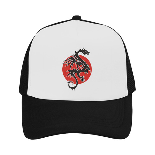 Sun Dragon with Pearl - black Red White Trucker Hat