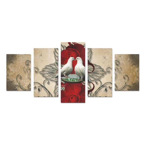 The couple dove with roses Canvas Print Sets D (No Frame)