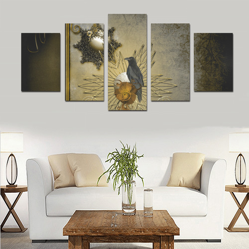 Decorative design with crow Canvas Print Sets D (No Frame)