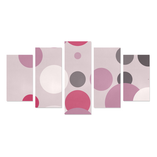 Pink and gray polka dots Canvas Print Sets A (No Frame)