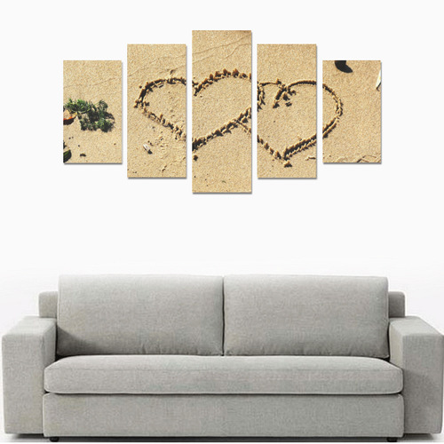 Hearts Written In Sand Canvas Print Sets A (No Frame)