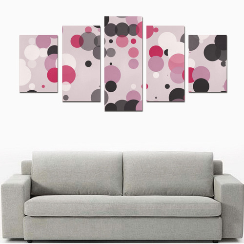 pink gray and black polka dots Canvas Print Sets D (No Frame)