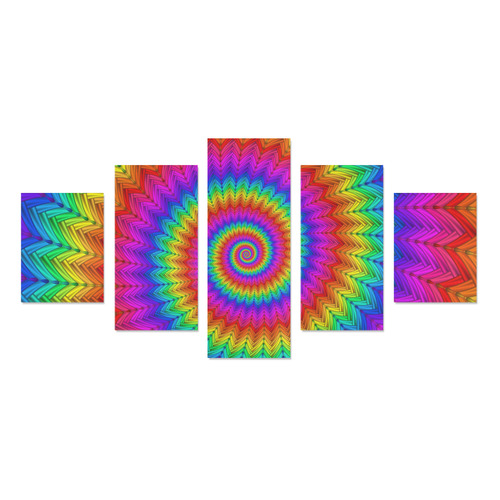 Psychedelic Rainbow Spiral Canvas Print Sets B (No Frame)