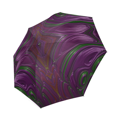 Emerald and Amethyst Jeweled Fractal Abstract Foldable Umbrella (Model U01)