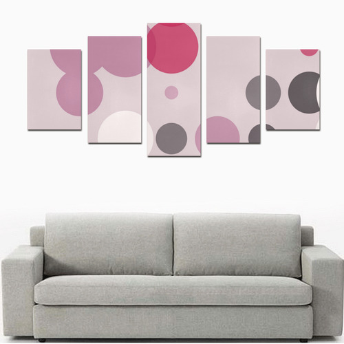 Pink and gray Polka dot Canvas Print Sets D (No Frame)