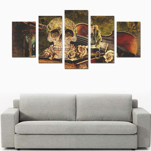 Steampunk Alchemist Mage Roses Celtic Skull Canvas Print Sets D (No Frame)