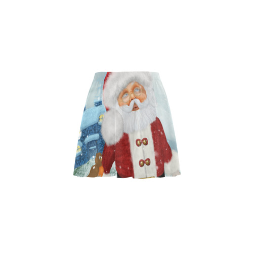 Christmas, Santa Claus with snowman Mini Skating Skirt (Model D36)