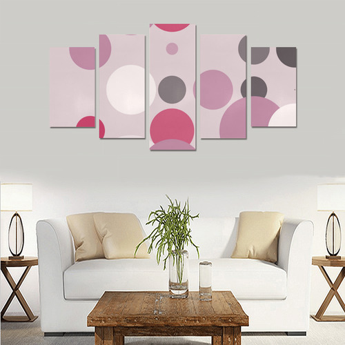 Pink and gray polka dots Canvas Print Sets A (No Frame)