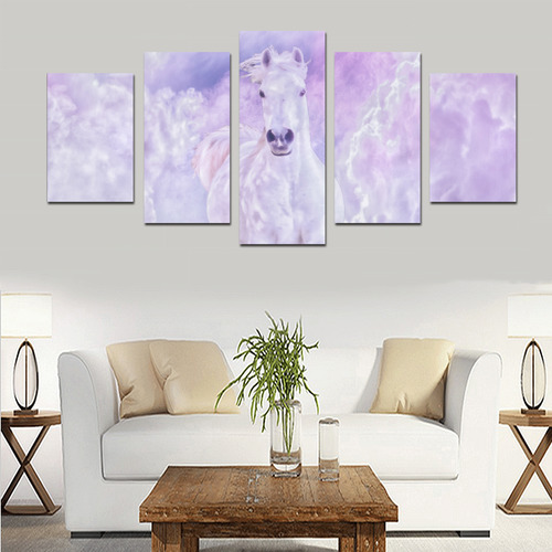 Girly Romantic Horse Of Clouds Canvas Print Sets D (No Frame)