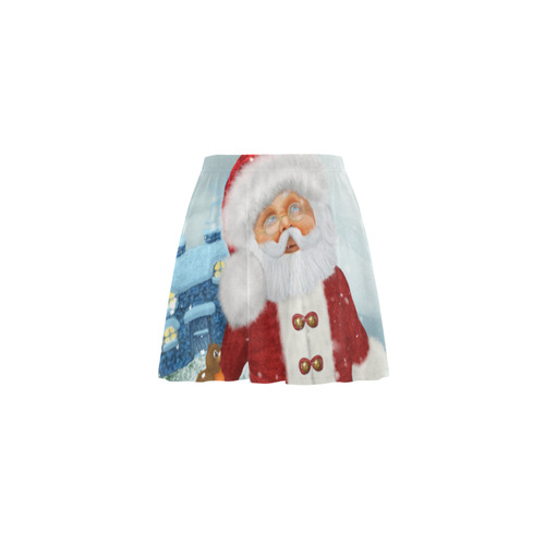 Christmas, Santa Claus with snowman Mini Skating Skirt (Model D36)