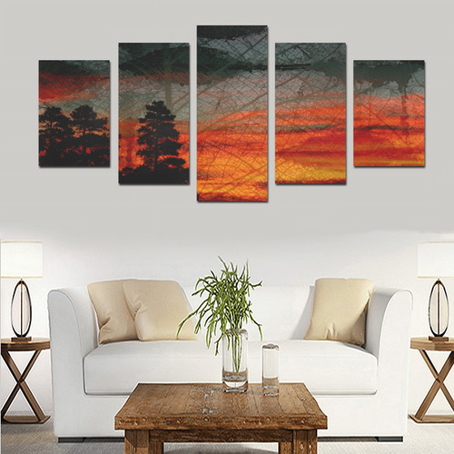 Forest Sunset Abstract bPrint set by Martina Webster Canvas Print Sets D (No Frame)