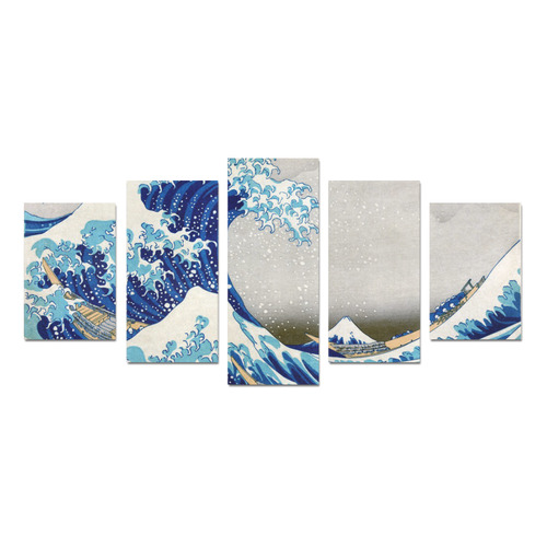 Great Wave Off Kanagawa Hokusai Canvas Print Sets D (No Frame)