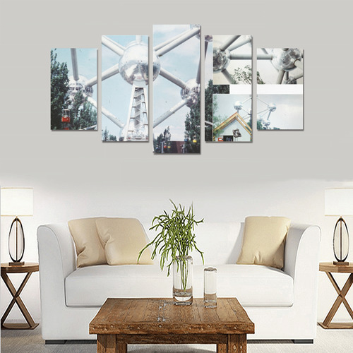 Vintage Brussels Atomium Collage Canvas Print Sets A (No Frame)